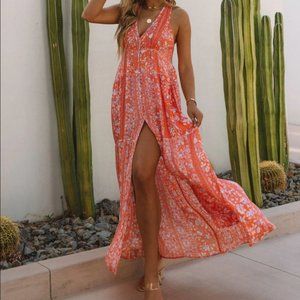 Love Stitch Trystan Floral Crochet Tiered Maxi Dress